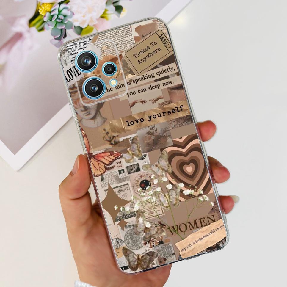 RMX3521 Чехол для телефона Realme 9 4G Задняя крышка С узором Сердце Любовь для пары Защита камеры Бампер Для Realme9 Мягкий силиконовый чехол