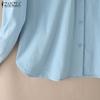 ZANZEA Women Casual Turn Down Collar Solid Color Long Sleeve Button Blouse