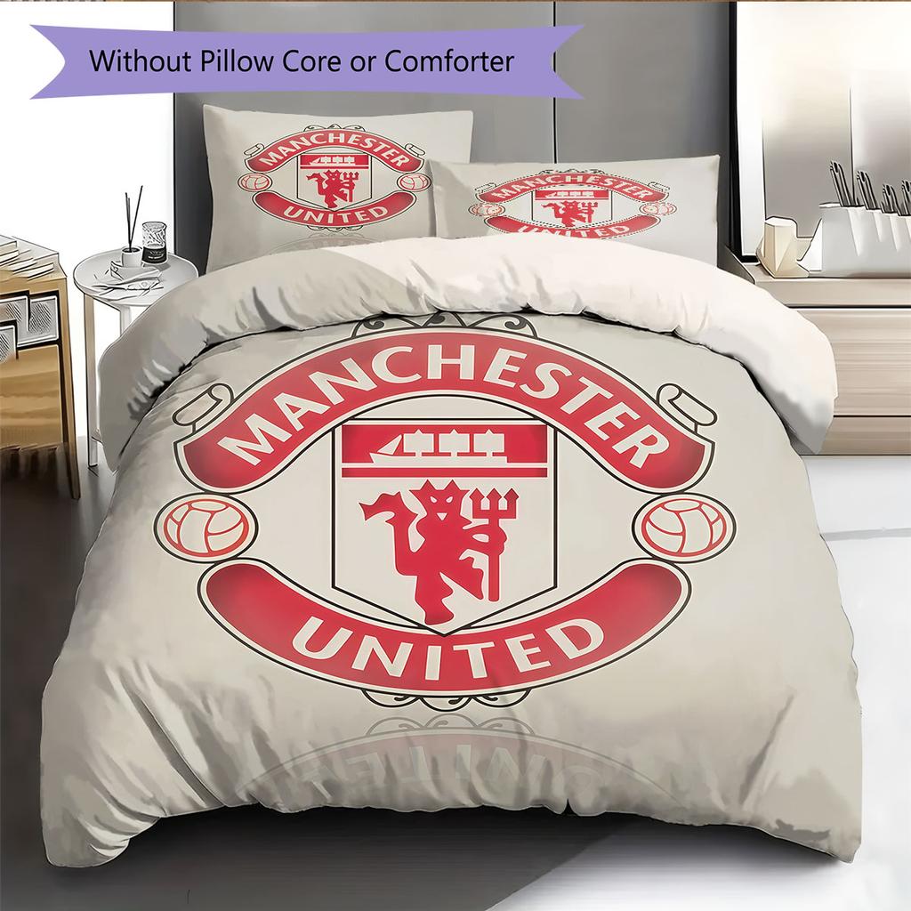 Round MUFC Rug Bedding Quilt Set Quilt Cover Pillowcase Home Decoration Birthday Gift (1 * duvet cover + 2 * pillowcase, without core)