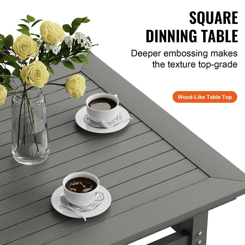 5 Pieces Patio Dining Set, Outdoor Square Furniture Table and Chairs, All Weather Garden Furniture Table Sets, HIPS Small Patio Conversation Set, For