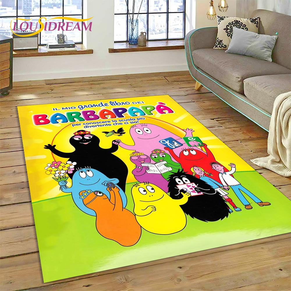 Cartoon Les Barbapapa Family HD Rug Carpet for Living Room Bedroom Home Decor,Floor Mat Non-slip Decoration for Sofa Kid Gift
