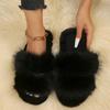 Leisure Slippers for Women New Slides Casual Flat Low Heels Shoes for Women Solid Furry Fur Slippers Plus Size