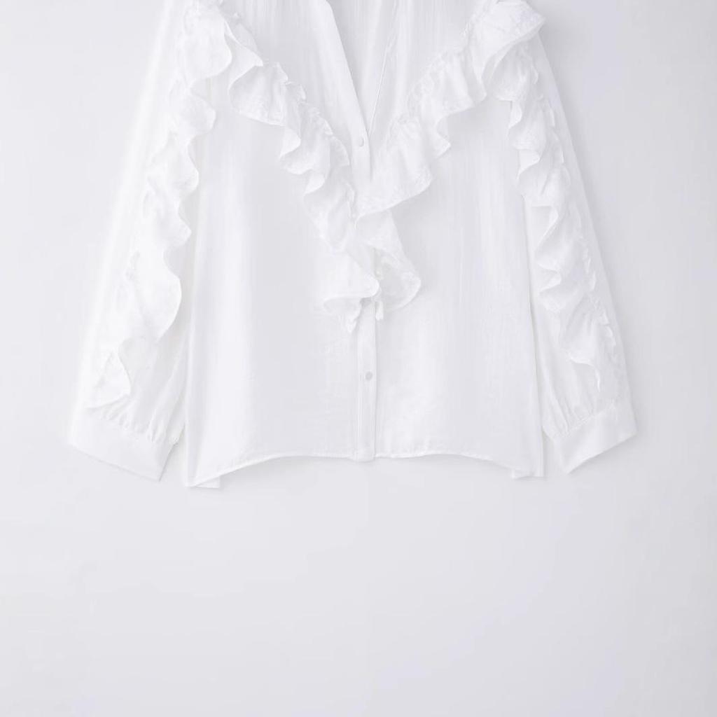 Spring 2025 Women's European & American Style Fashion Lace Layered Shirt