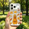 Phone Case for iphone XS Max XR 18 Pro Max 13 15 12 Air 14 16 Plus 17 Pro 11 Capybara & Breads Silver Cracked Texture Shockproof Cover