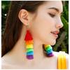 Bohemian Rainbow Earrings Colorful Braid Dangle Earrings Handmade Layered Tassel Earrings  Women