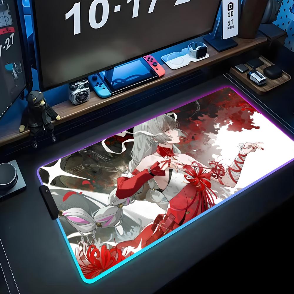 Phrolova wuthering Коврик для мыши RGB Игровой коврик для мыши Большой светодиодный коврик Настольный коврик для ПК Светящийся коврик для мыши Большие коврики для клавиатуры Настольный ковер С