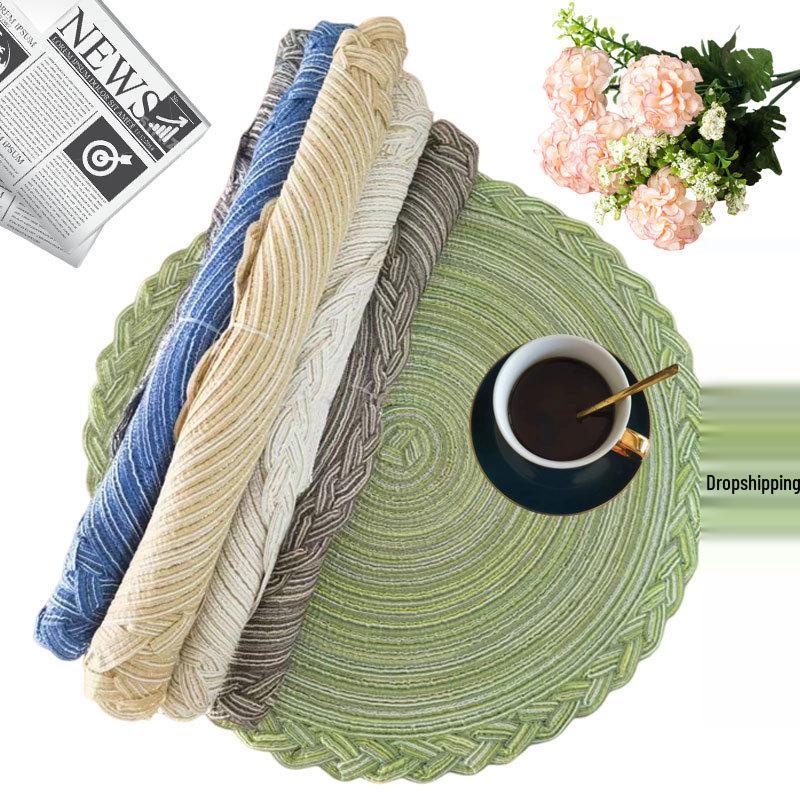Handmade Braided Cotton-Style Placemats and Coasters for Heat Insulation