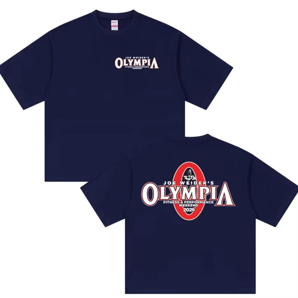 Olympia Gym Fitness 2026 Logo Printed T Shirts Man Fans Gym O-Neck Short Sleeve T-shirts Women Vintage Oversized Cotton Tees