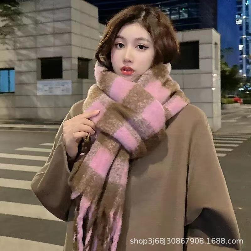 Scarf Korean atmosphere thickened scarf shawl women's warm scarf couple scarf winter versatile plaid scarf