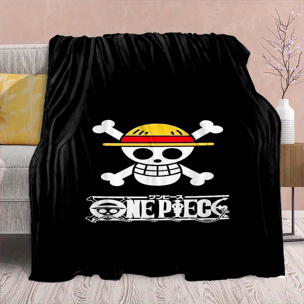 One Piece Anime Flannel Blanket - Soft Warm Perfect for Sofa, Bedding Camping Travel Office Home Decor -QJY