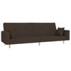 2 Seater Sofa Bed with 2 Cushions Dark Brown Fabric