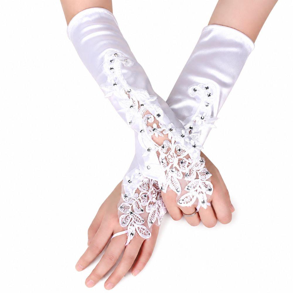 1Pairs Sunscreen Women Lace Gloves Fingerless Bridal Gown Mittens Performance Gloves Party Dress