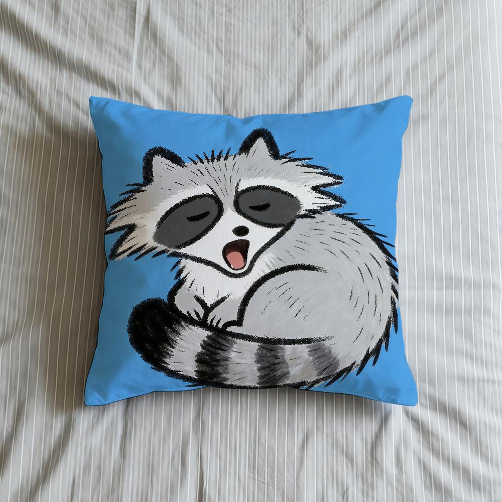 Cushion Cover Soft Case Raccoon Sofa Cartoon Living Room Home Comfortable Office Decor Cute Protective Pillow