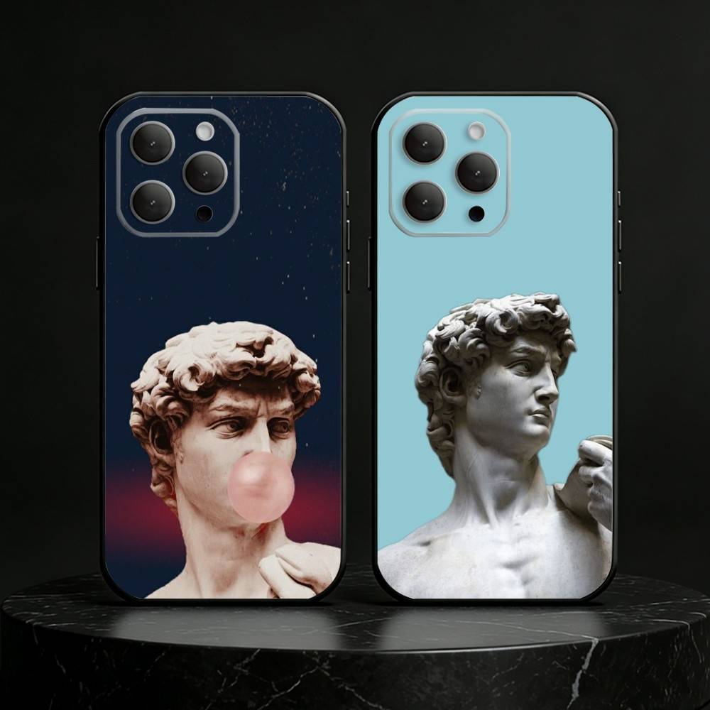 Art Aesthetic David Eyes Phone Case For iPhone 17,16,15,14,13,12,11 Plus,Pro,Max,Mini Silicone black Soft Cover