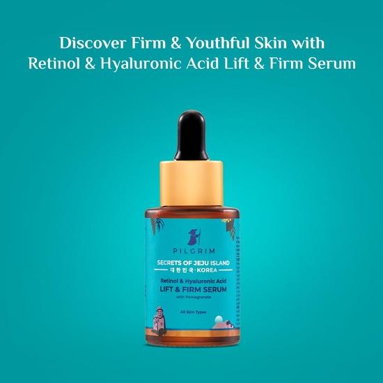 PILGRIM Korean 0.5% Retinol & 1% Hyaluronic Acid Lift & Firm Anti Aging Serum | Сыворотка с ретинолом для лица|Для мужчин и женщин |Все типы кожи|30 мл