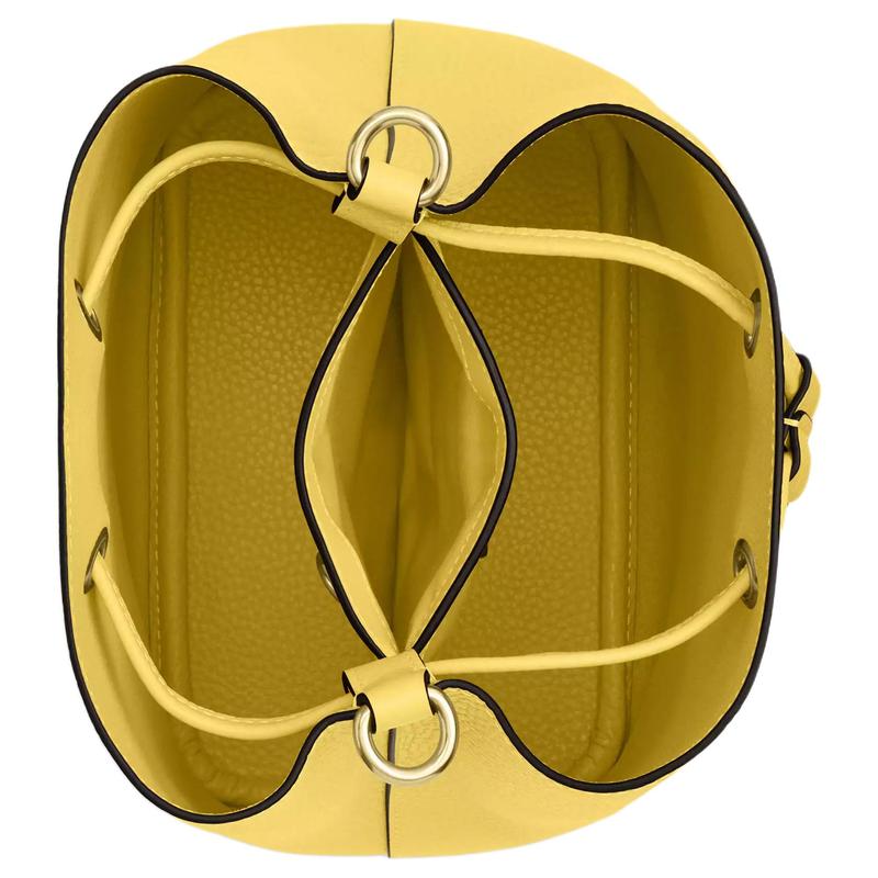 COACH Rowan 21 Gold Hardware Leather Bucket Bag Crossbody Shoulder Bag Small Women Yellow