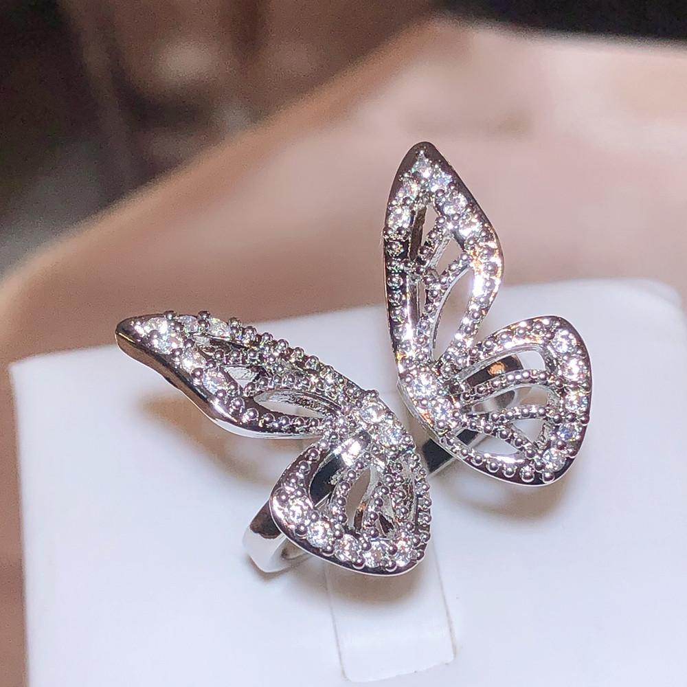 Изысканное кольцо для женщин, ювелирные изделия в форме бабочки, высококачественные ювелирные изделия в виде бабочки, подарок на годовщину, ювелирное кольцо с регулируемым отверстием.