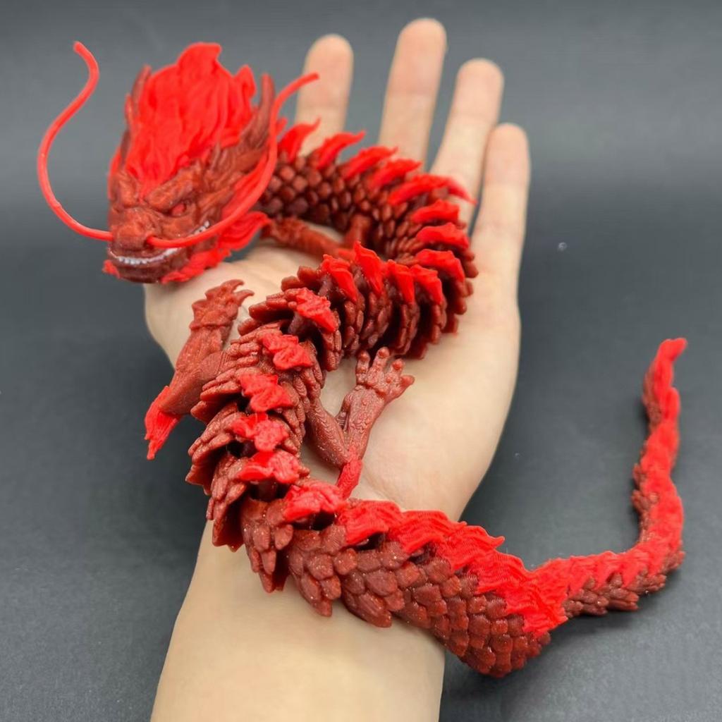 3D Printed Dragon With Eyes, Articulated 3D Printed Animals, 3D Printed Toys For Anxiety And ADHD Relief, Unique Home Decor