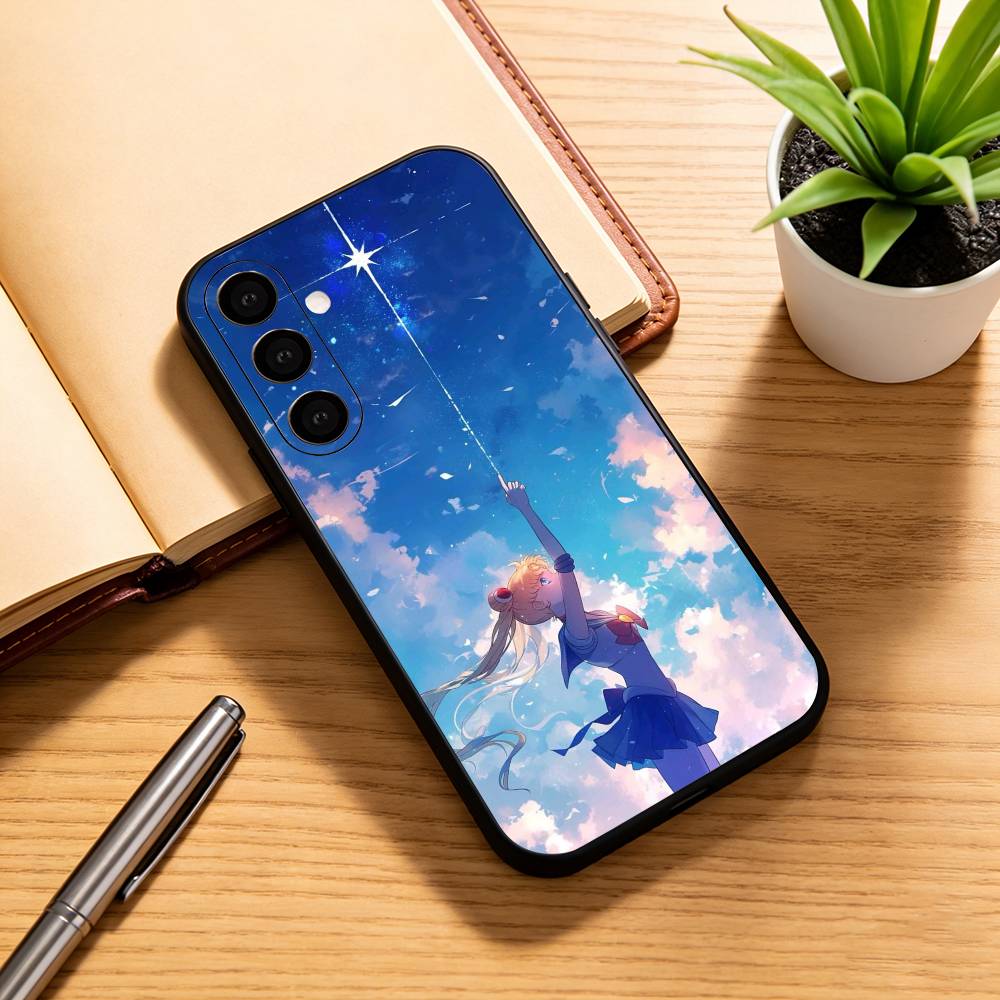 Чехол для телефона S-Sailor M-Moon K-Kawaii Аниме для Samsung Galaxy A73, A72, A71, A70, A53, A52, A51, Других Мягкая Черная Крышка