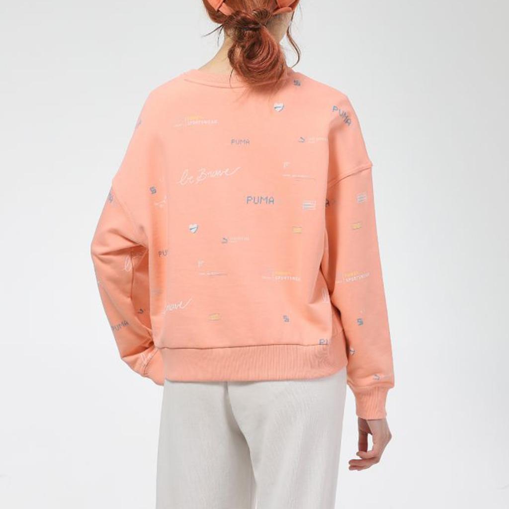 Puma Digit Aop Crew вышитый логотип свитер круглый вырез толстовка женская толстовка коралловый 531280-26