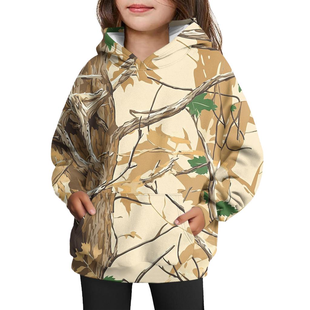 Girls' Hooded Tie- Sweatshirt - Pullover Print Top