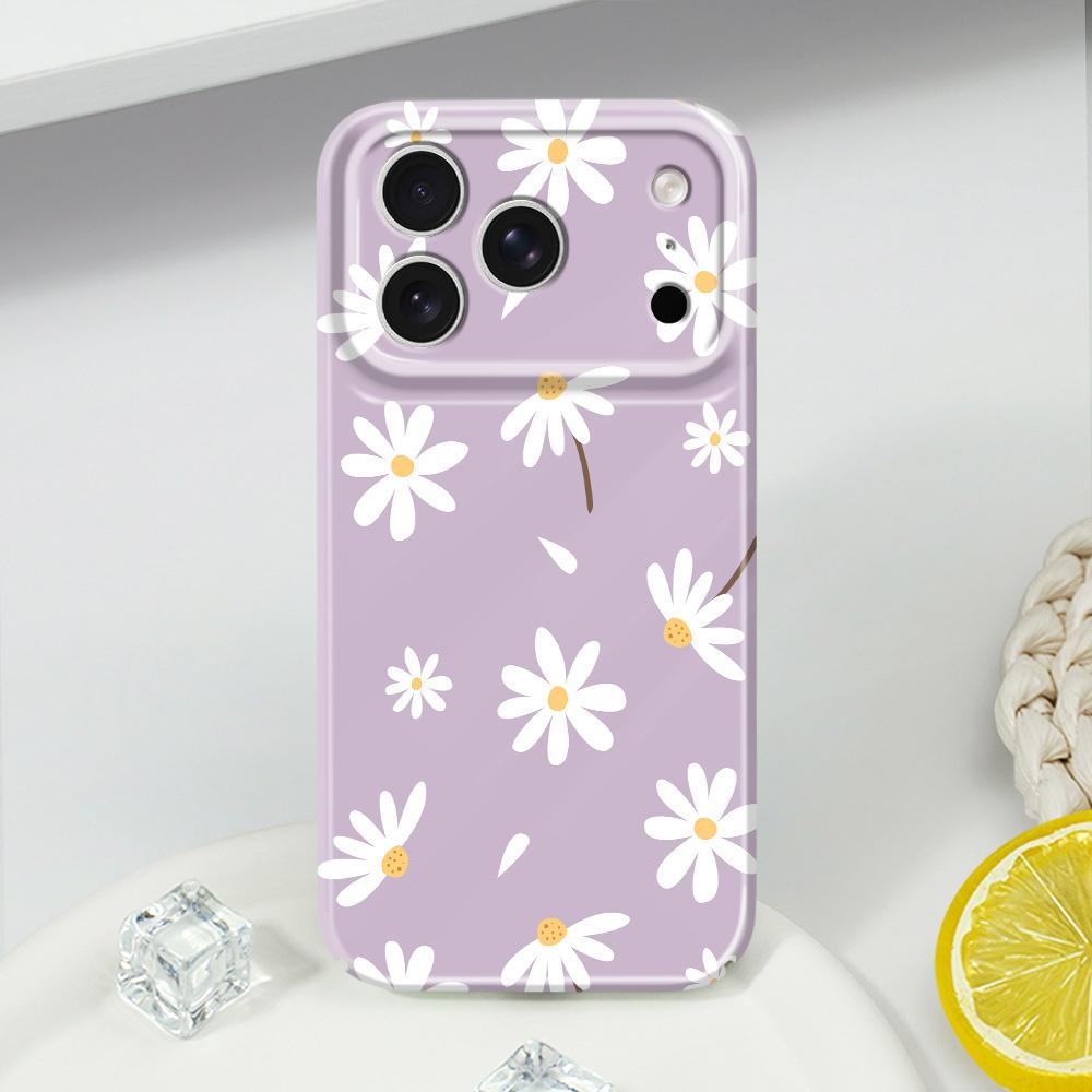 Простой чехол для телефона с ромашками для iPhone 17 Air 16 16E 15 14 Plus Pro Max Пленка Жесткий чехол