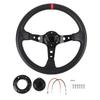 14in Car Racing Steering Wheel PVC Aluminum Universal Carbon Fiber Look Sport Steering Wheel with Horn Button for 6
