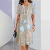 New women's dress with floral print, summer elegant dress, Femle short sleeved dress, fashionable oversized clothing