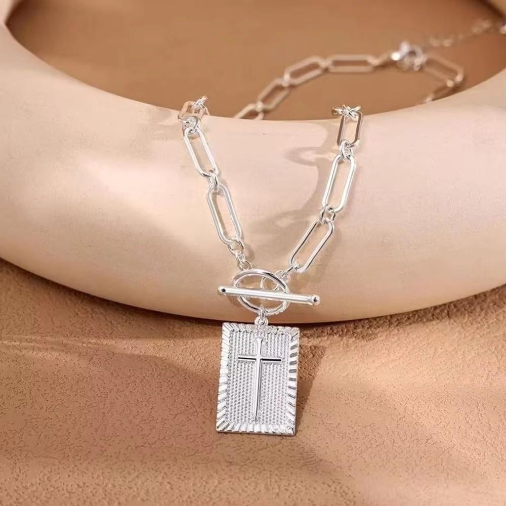 Ожерелье из нержавеющей стали с подвеской в виде скрепки и водонепроницаемое ожерелье с подвеской в виде креста для парных аксессуаров