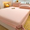 Washed Cotton Fitted Sheet Non Slip Durable Mattress Cover for Home Bedroom Solid Color Bed Cover 140/160/200cm Soft Bedspreads
