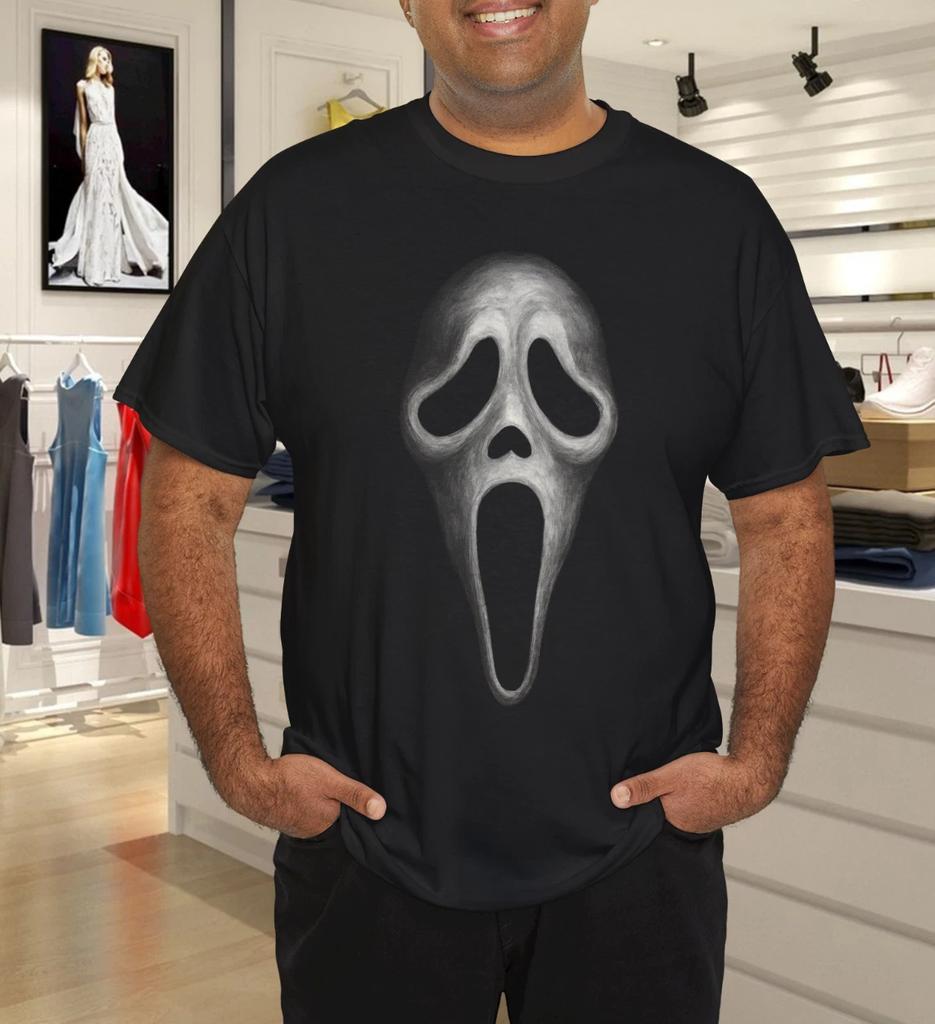 Ghost Face Scream Movie Graphic Print Black T- Shirt Horror Fan Gift