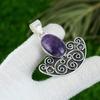 Oval Natural Lepidolite 925 Sterling Silver Bezel Mother Elegant Ethnic Pendant