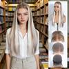 NOBLE 24 Inch13X6 Synthetic Lace Front Wig Highlight Brown White Streaks Straight Natural Hairline Heat Resistant For White Wome