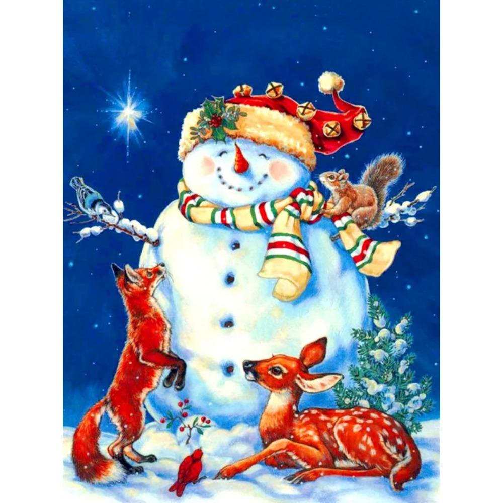 Алмазная живопись Art Full Drill Снеговик Алмазная картина Ручная работа Снежный день Diy Алмазная мозаика Картина Украшение дома Рождественский подарок