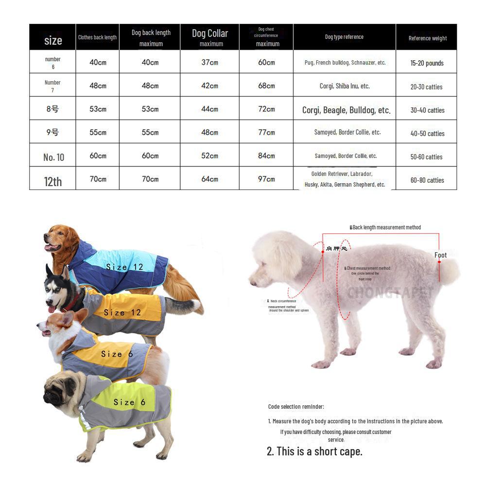 Светоотражающий водонепроницаемый дождевик для больших собак - для улицы, цветная куртка для домашних животных