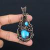 Arizona Turquoise Gemstone Pendant, 999 Copper Wire Wrapped Pendant Jewelry, Handmade Antique Jewelry Gift For Mother