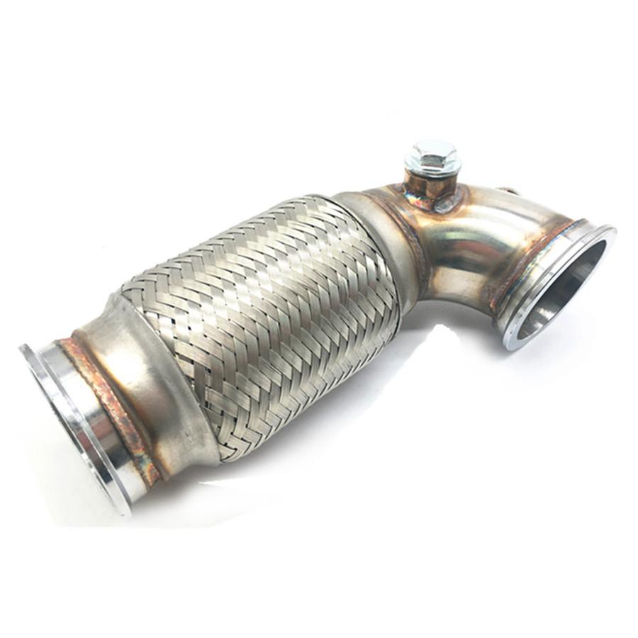 2.5" V-Band Downpipe Low Profile 90 Degree w/Flex Bellow Pipe Stainless