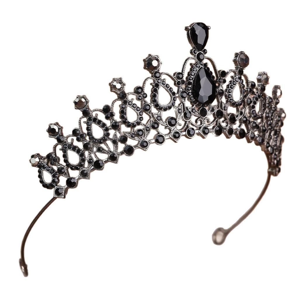 Retro Black Tiara Queen's Halloween Crown Wedding and Dinner Accessories Halloween Makeup and Hair Accessories