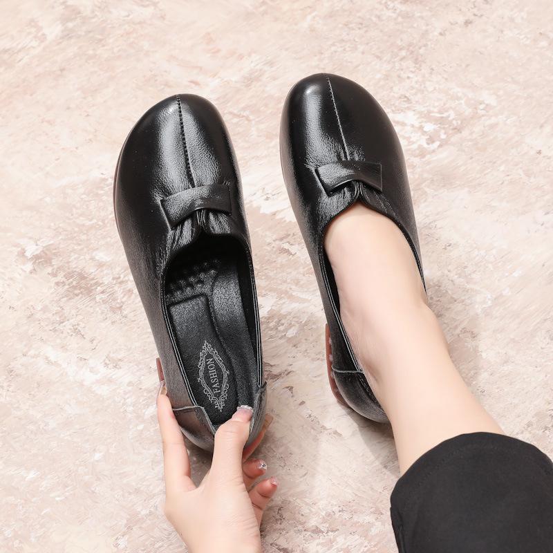 Возврату и обмену не подлежит [Распродажа] Женская обувь среднего и пожилого возраста Повседневные туфли из кожи на плоской подошве для мам Обувь из натуральной кожи для пожилых людей Gran