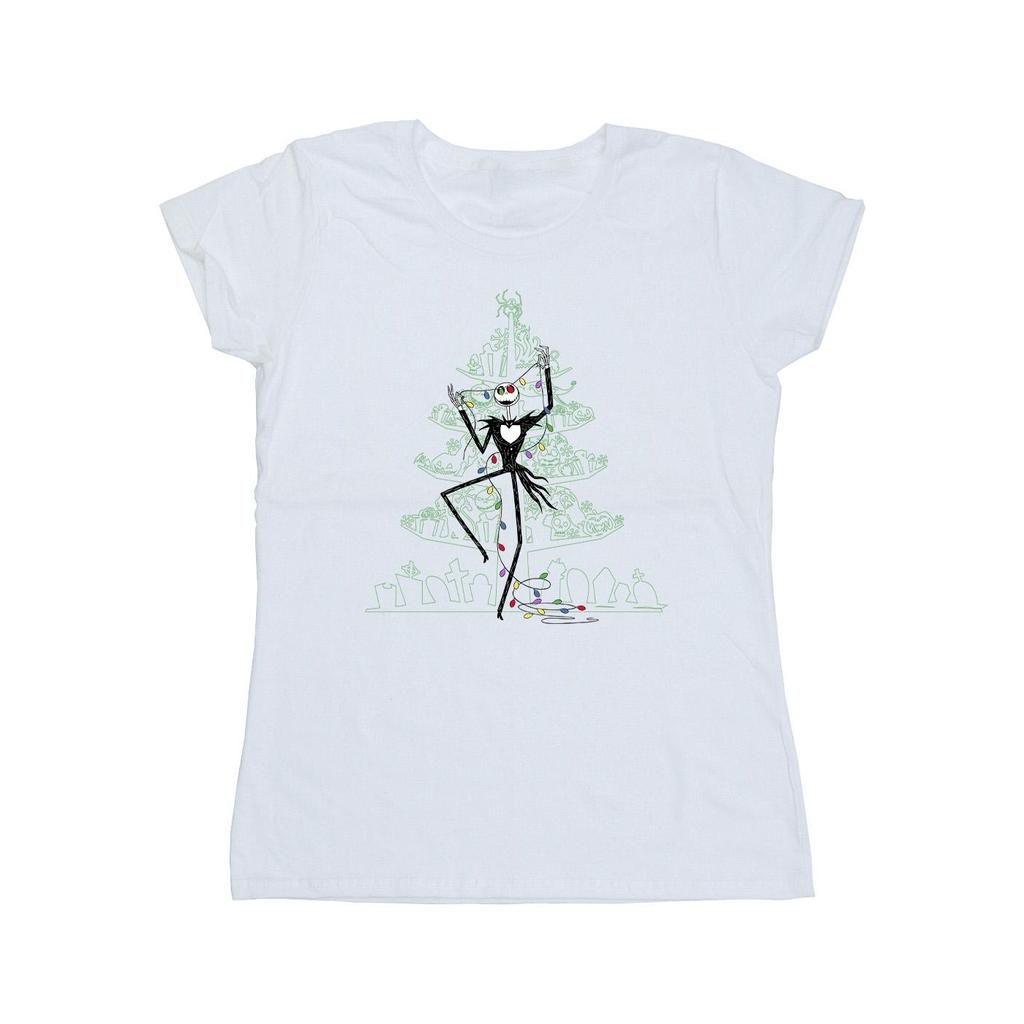Disney Womens/Ladies The Nightmare Before Christmas Tree Green Cotton T-Shirt