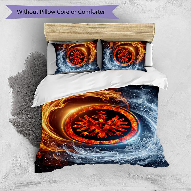 Eintracht Frankfurt Football Printed 3 Pieces Bedding Set, Comfortable Skin Friendly Bedroom Duvet Cover Set
