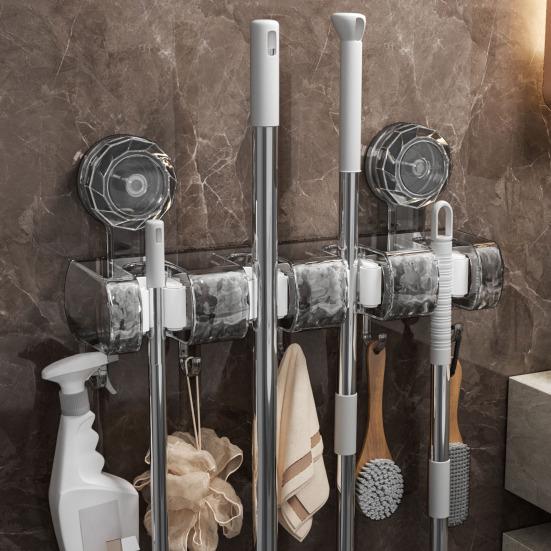 Настенный держатель для швабры, держатель для щетки, прочный, выдерживающий нагрузку, простая установка, противоскользящая швабра