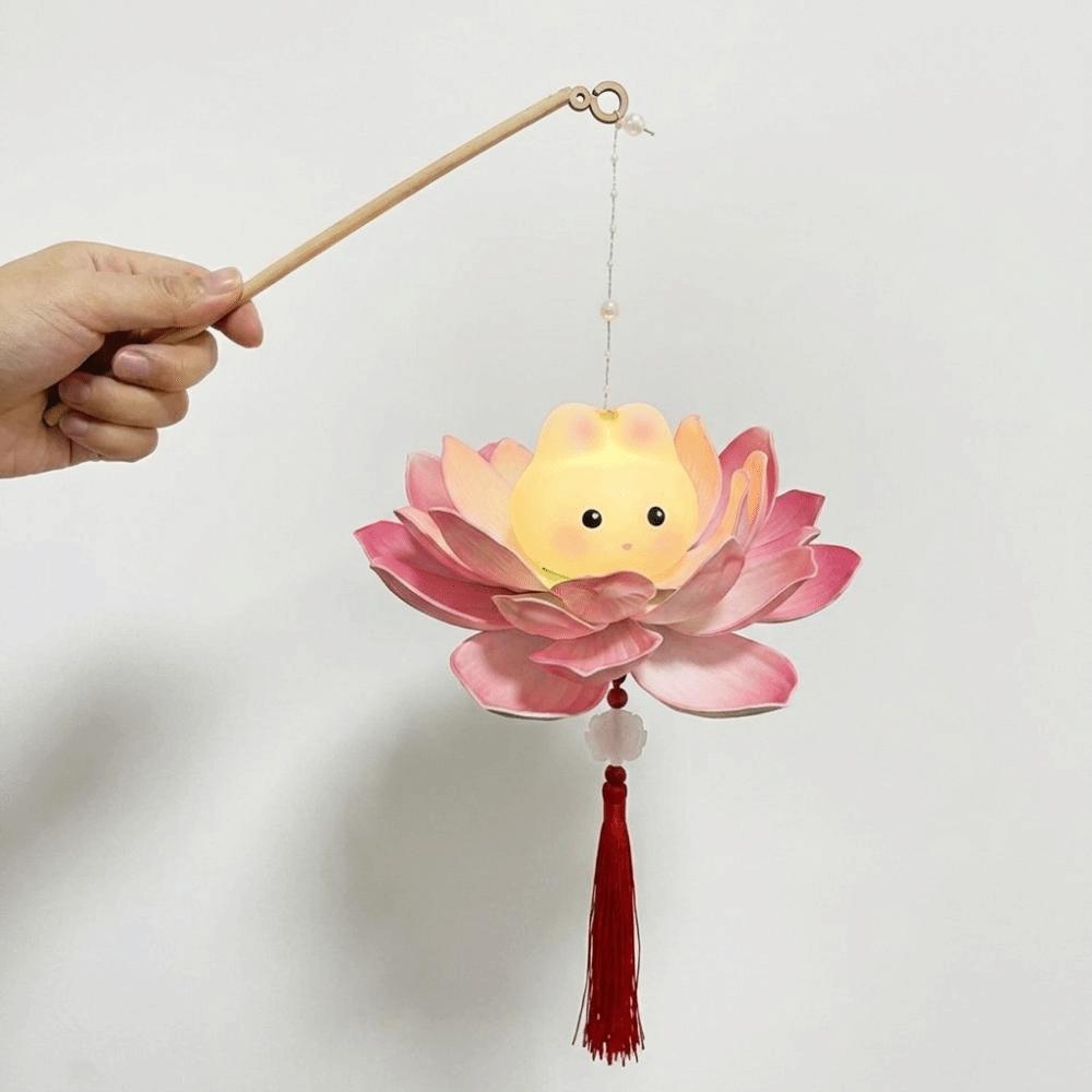 Chinese Style Lotus Flower Lanterns Handmade Mid-Autumn Festival Lamp Photography Props