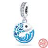 925 Silver Hermit Crab Gecko Jellyfish Dolphin Turtle Pendant Sky Blue Beads Fit Original  Charms Bracelet Europe Jewelry