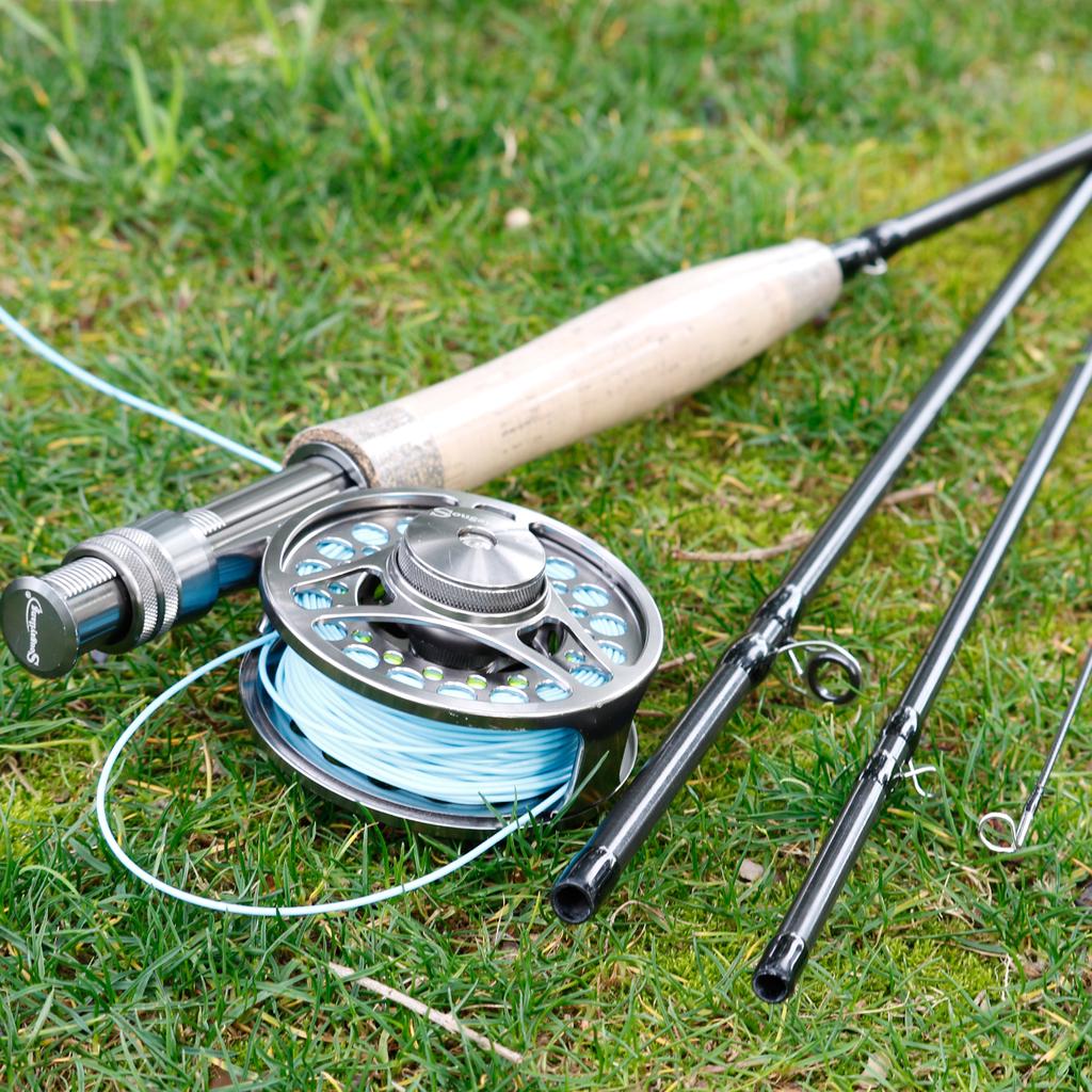 Комбинированная удочка и катушка нахлыстом Портативная удочка нахлыстом с катушкой из алюминиевого сплава для ловли форели