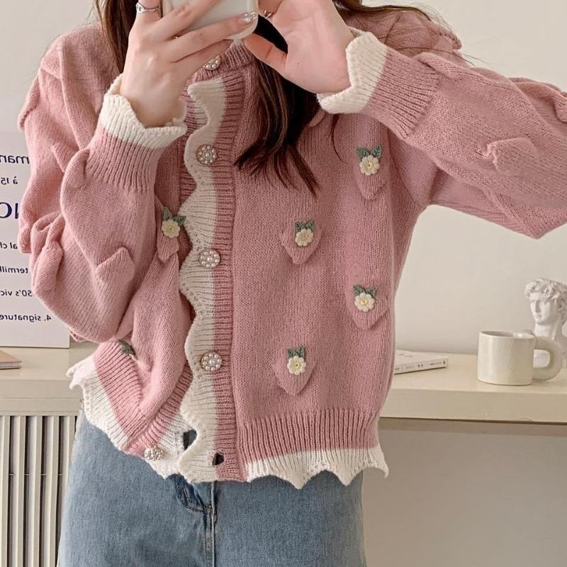 Милый свитер, кардиган, женский топ 2023, весенне-осенний вязаный кардиган, женский дизайн, свитер для маленькой толпы, женское пальто
