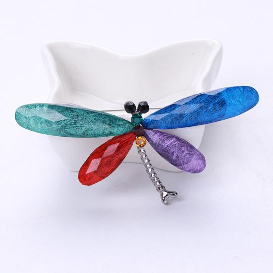 Ослепительная брошь в виде насекомых-стрекоз, мультяшная акриловая брошь с кристаллами, универсальное пальто, аксессуары для одежды, корсаж