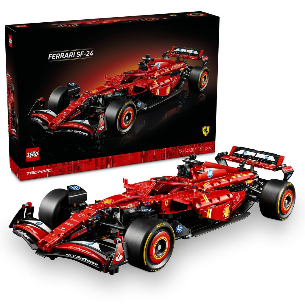 LEGO Technic Ferrari SF-24 F1 Car Toy, Birthday Gift, Building Blocks, Vehicle, Miniature Car, 42207