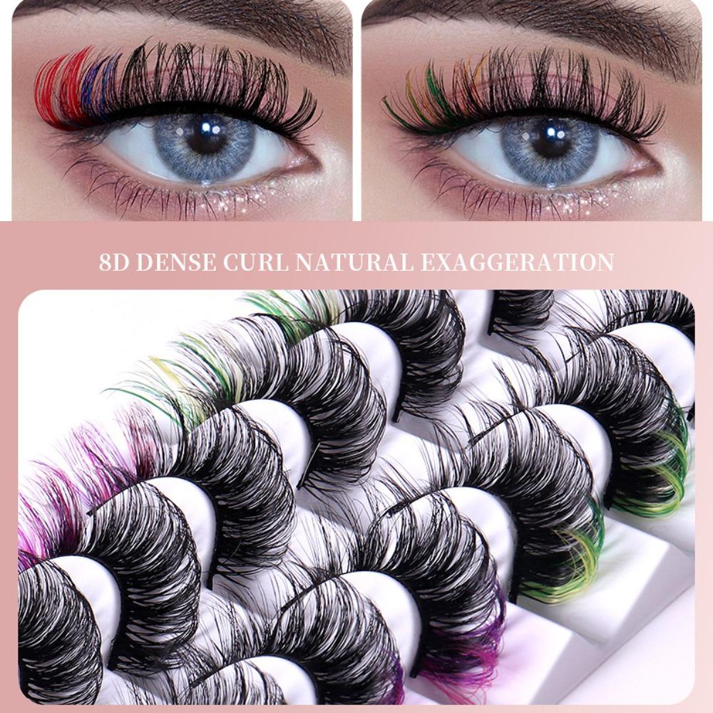 9 пар пушистых искусственных норковых ресниц, русские длинные густые объемные накладные ресницы, цветные ресницы для вечеринки