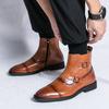 Ботинки Мартин Британские Брок Челси Мужские Осенне-зимние Высокие Кожаные Ботинки Средние Рабочие Ботинки Кожаные Ботинки